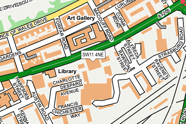 SW11 4NE map - OS OpenMap – Local (Ordnance Survey)