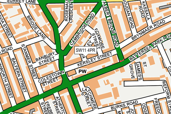 SW11 4PR map - OS OpenMap – Local (Ordnance Survey)
