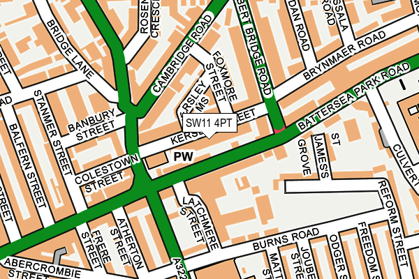 SW11 4PT map - OS OpenMap – Local (Ordnance Survey)