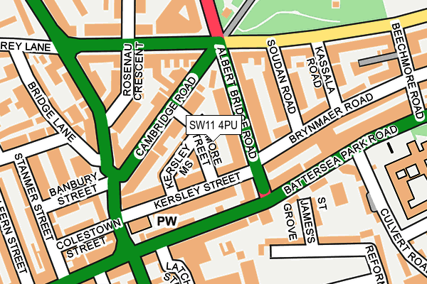 SW11 4PU map - OS OpenMap – Local (Ordnance Survey)