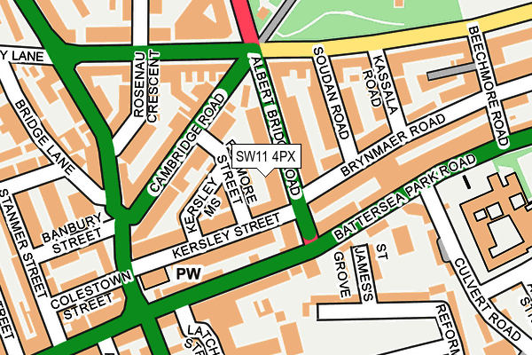 SW11 4PX map - OS OpenMap – Local (Ordnance Survey)