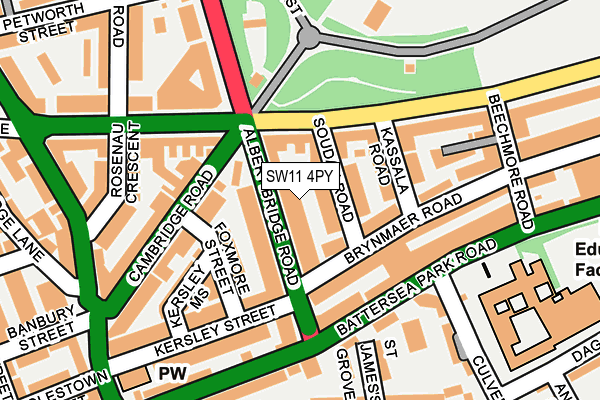 SW11 4PY map - OS OpenMap – Local (Ordnance Survey)