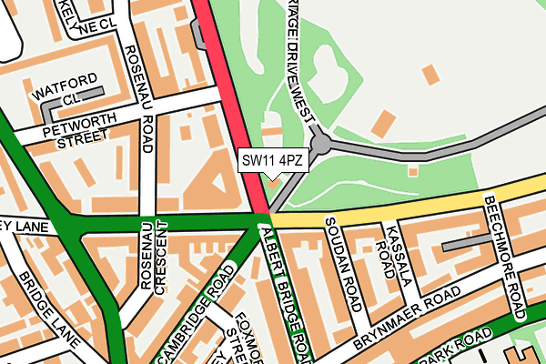 SW11 4PZ map - OS OpenMap – Local (Ordnance Survey)