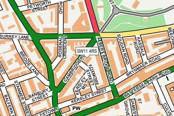 SW11 4RS map - OS OpenMap – Local (Ordnance Survey)