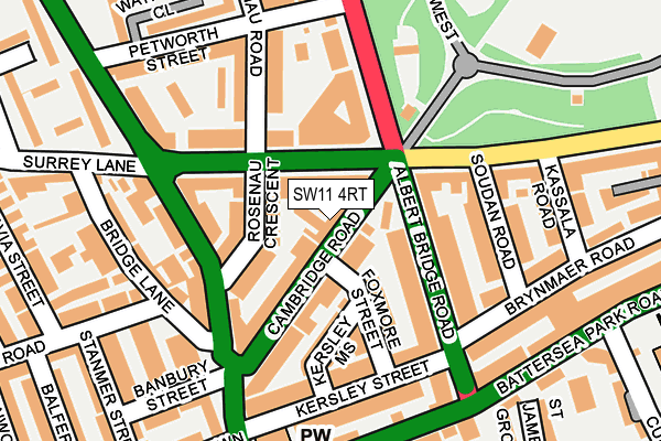 SW11 4RT map - OS OpenMap – Local (Ordnance Survey)