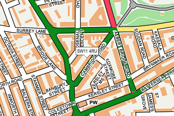 SW11 4RU map - OS OpenMap – Local (Ordnance Survey)