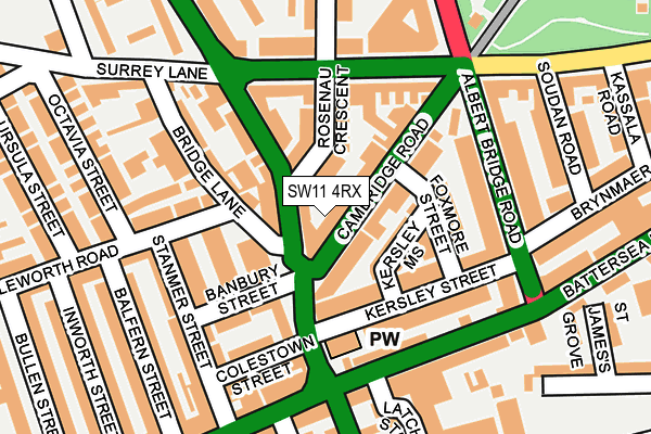 SW11 4RX map - OS OpenMap – Local (Ordnance Survey)