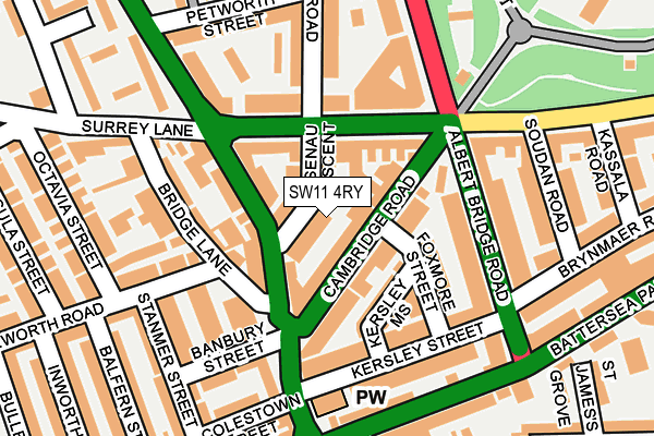 SW11 4RY map - OS OpenMap – Local (Ordnance Survey)
