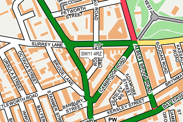 SW11 4RZ map - OS OpenMap – Local (Ordnance Survey)