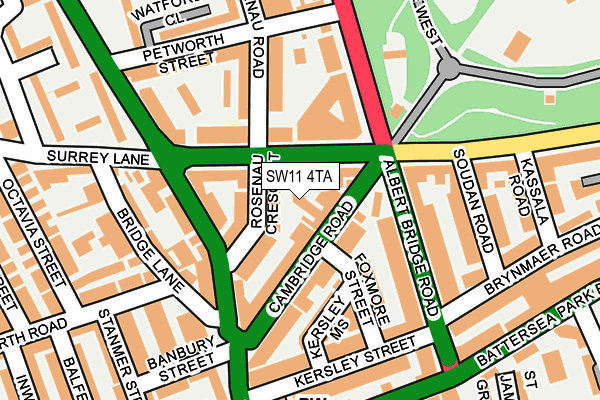 SW11 4TA map - OS OpenMap – Local (Ordnance Survey)