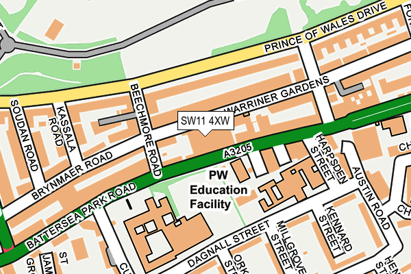 SW11 4XW map - OS OpenMap – Local (Ordnance Survey)