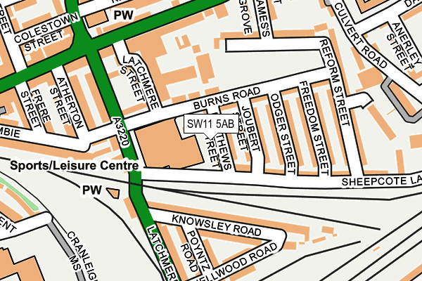 SW11 5AB map - OS OpenMap – Local (Ordnance Survey)