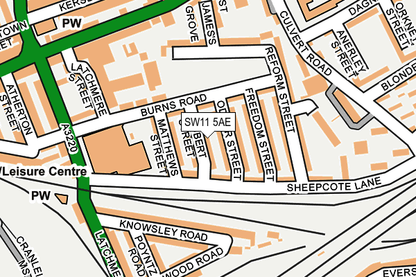 SW11 5AE map - OS OpenMap – Local (Ordnance Survey)