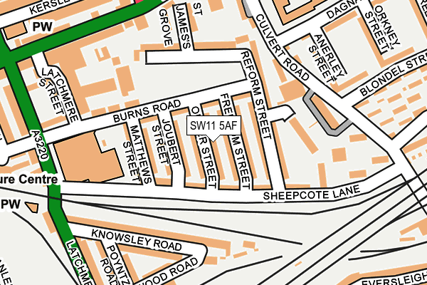 SW11 5AF map - OS OpenMap – Local (Ordnance Survey)