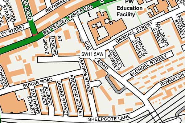 SW11 5AW map - OS OpenMap – Local (Ordnance Survey)