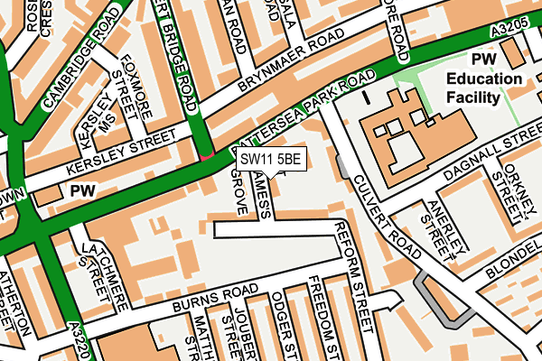 SW11 5BE map - OS OpenMap – Local (Ordnance Survey)