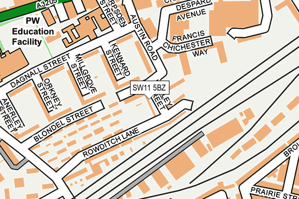 SW11 5BZ map - OS OpenMap – Local (Ordnance Survey)