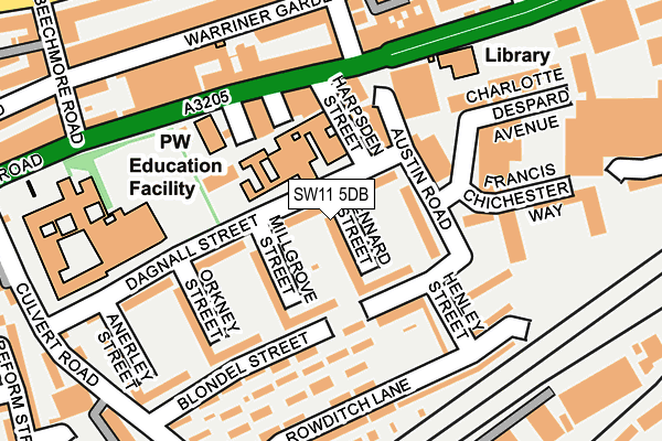 SW11 5DB map - OS OpenMap – Local (Ordnance Survey)