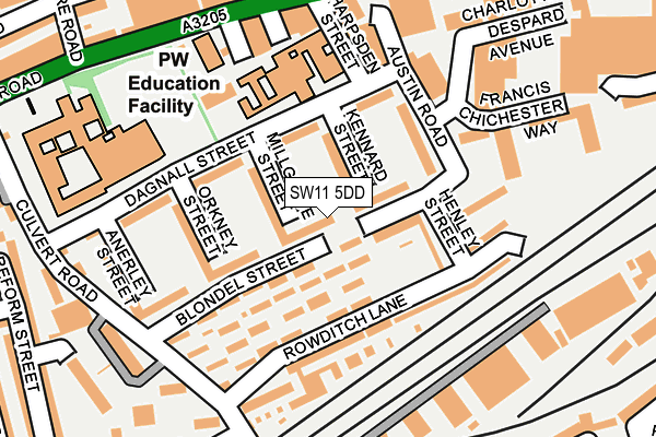 SW11 5DD map - OS OpenMap – Local (Ordnance Survey)