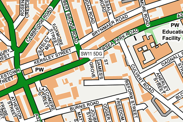 SW11 5DG map - OS OpenMap – Local (Ordnance Survey)