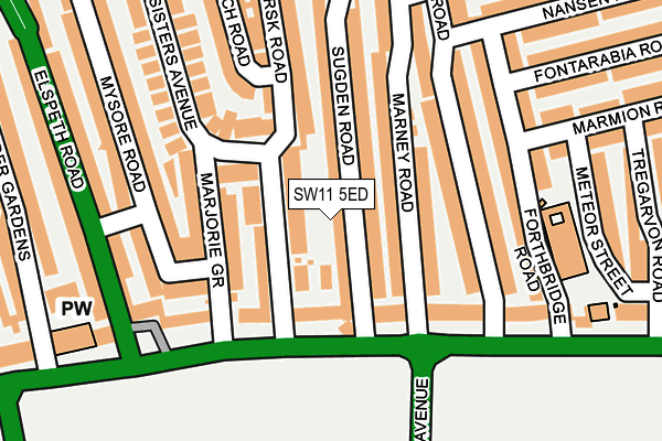 SW11 5ED map - OS OpenMap – Local (Ordnance Survey)