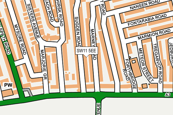 SW11 5EE map - OS OpenMap – Local (Ordnance Survey)