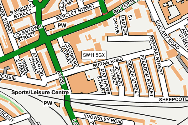 SW11 5GX map - OS OpenMap – Local (Ordnance Survey)