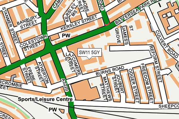 SW11 5GY map - OS OpenMap – Local (Ordnance Survey)