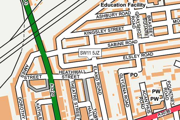 SW11 5JZ map - OS OpenMap – Local (Ordnance Survey)