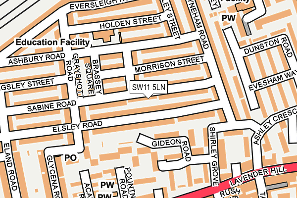 SW11 5LN map - OS OpenMap – Local (Ordnance Survey)