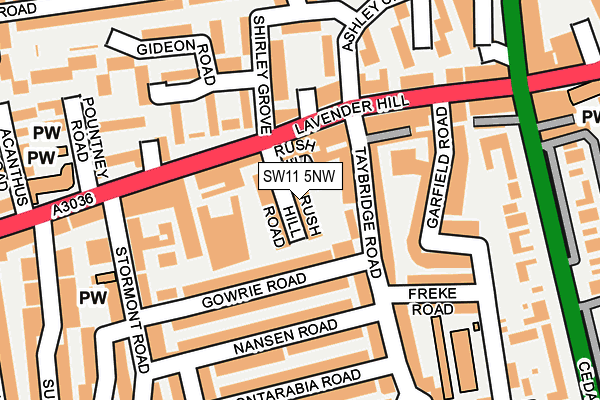 SW11 5NW map - OS OpenMap – Local (Ordnance Survey)