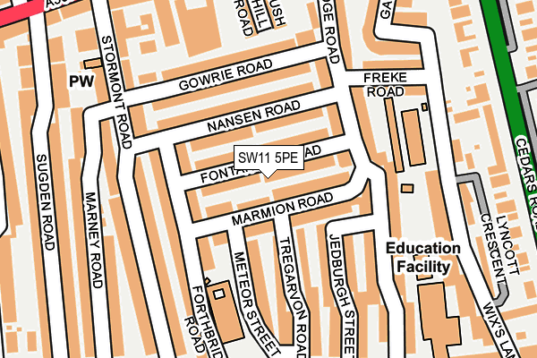 SW11 5PE map - OS OpenMap – Local (Ordnance Survey)