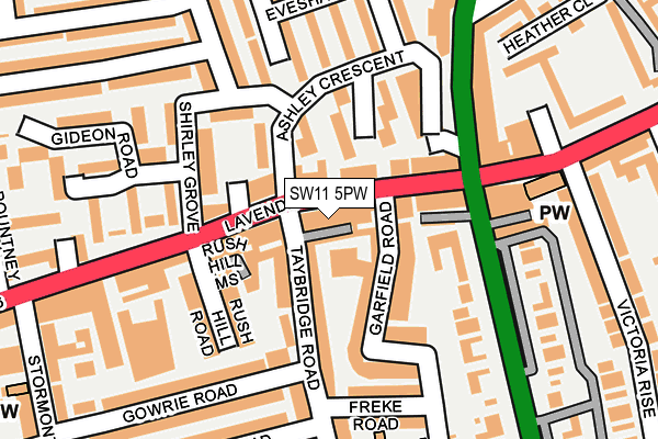 SW11 5PW map - OS OpenMap – Local (Ordnance Survey)