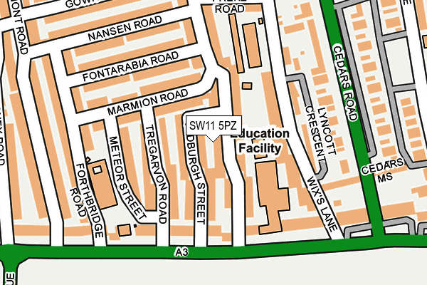 SW11 5PZ map - OS OpenMap – Local (Ordnance Survey)