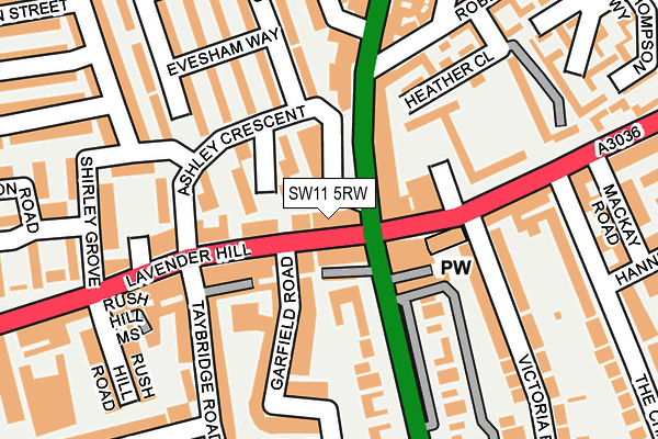 SW11 5RW map - OS OpenMap – Local (Ordnance Survey)