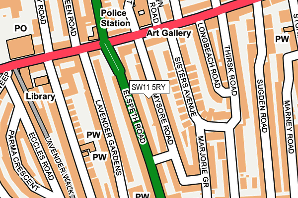 SW11 5RY map - OS OpenMap – Local (Ordnance Survey)