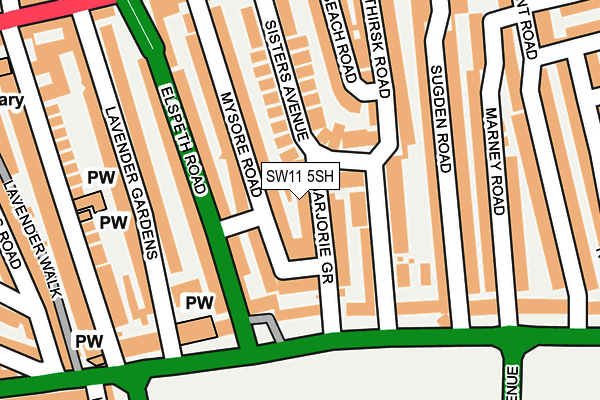 SW11 5SH map - OS OpenMap – Local (Ordnance Survey)