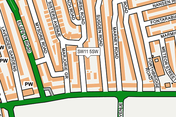 SW11 5SW map - OS OpenMap – Local (Ordnance Survey)