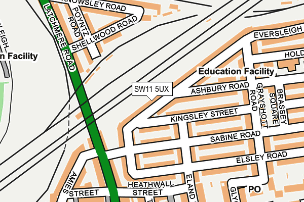 SW11 5UX map - OS OpenMap – Local (Ordnance Survey)