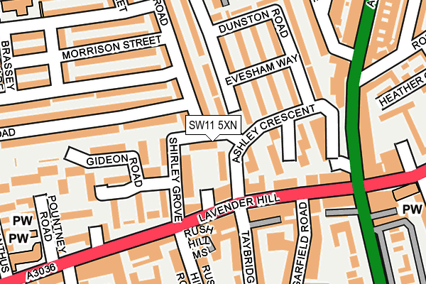 SW11 5XN map - OS OpenMap – Local (Ordnance Survey)