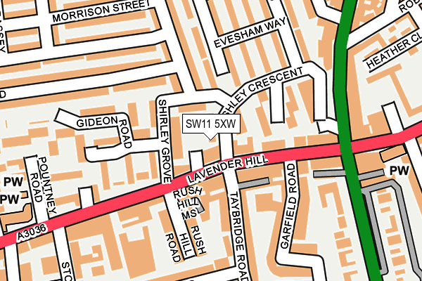 SW11 5XW map - OS OpenMap – Local (Ordnance Survey)