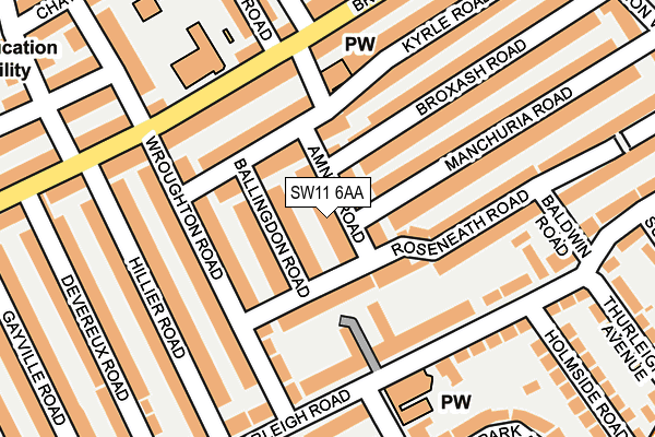 SW11 6AA map - OS OpenMap – Local (Ordnance Survey)