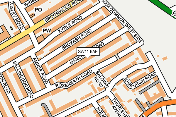 SW11 6AE map - OS OpenMap – Local (Ordnance Survey)