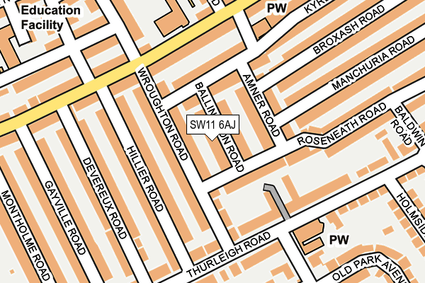 SW11 6AJ map - OS OpenMap – Local (Ordnance Survey)