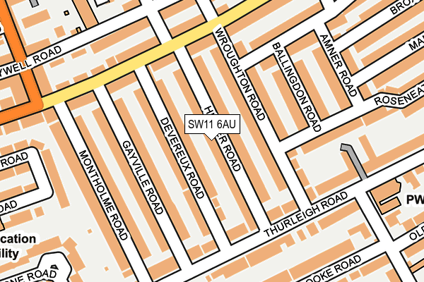 SW11 6AU map - OS OpenMap – Local (Ordnance Survey)