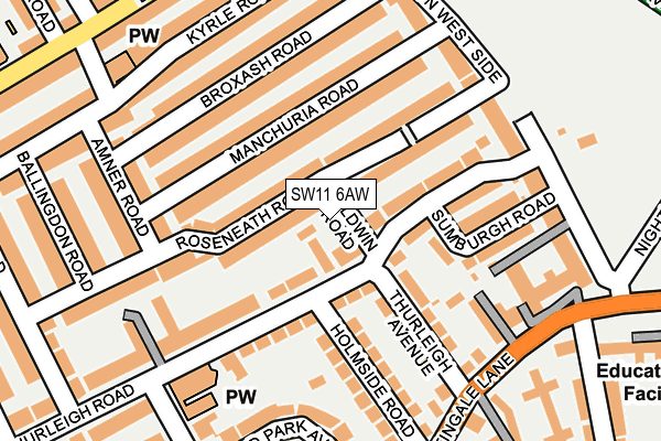 SW11 6AW map - OS OpenMap – Local (Ordnance Survey)