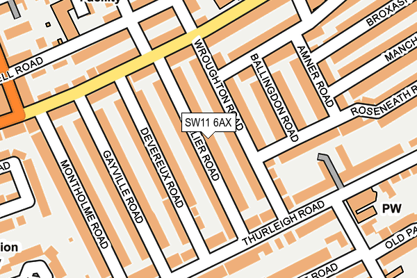 SW11 6AX map - OS OpenMap – Local (Ordnance Survey)