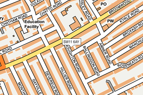 SW11 6AY map - OS OpenMap – Local (Ordnance Survey)