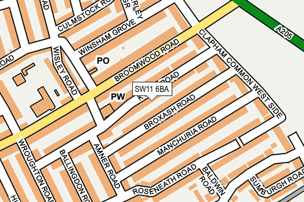 SW11 6BA map - OS OpenMap – Local (Ordnance Survey)