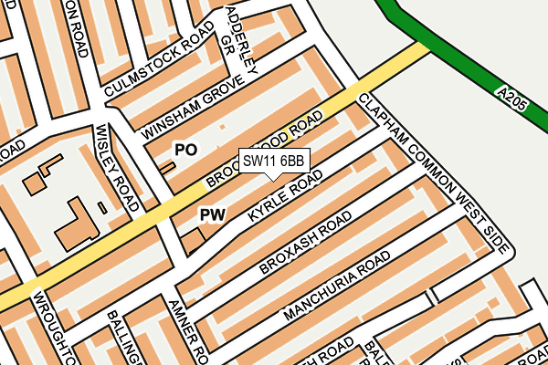 SW11 6BB map - OS OpenMap – Local (Ordnance Survey)